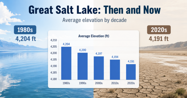 great salt lake average water comparision